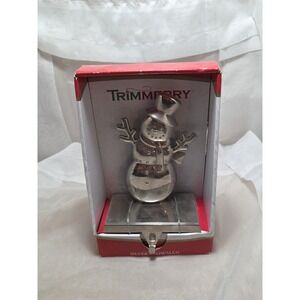 New 2012 Trimmerry Silver Snowman Stocking Holder,‎ NIB 8"